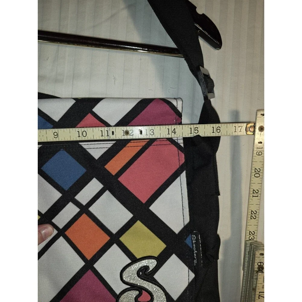 Vintage Y2K Skechers Geometric Messenger Bag Pop Art Colorblock Satchel